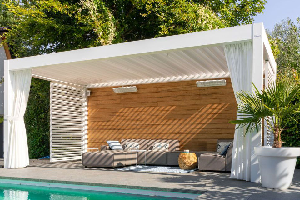 Vrijstaande lamellen terrasoverkapping Verano Arezzo V870